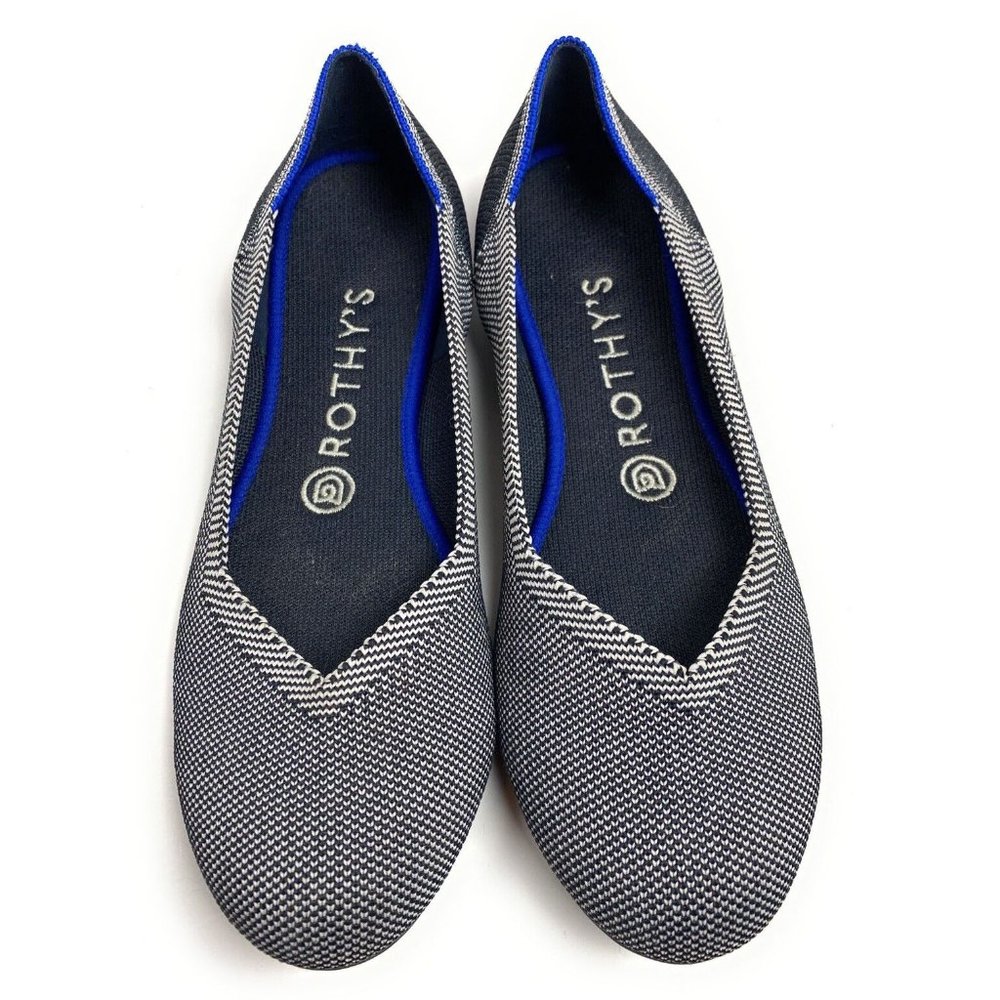 Rothys Flat Comfort Round Toe Ballet Shoes Womens Gray Size 8